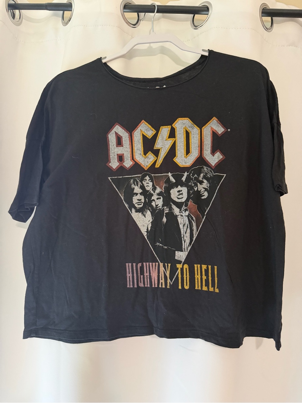 AC/DC Black 'Highway to Hell' Graphic Tee, Slightly cropped oversized women’s